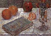 Paul Signac The still life having book and oranges oil painting artist